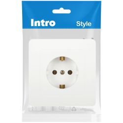 Розетка Intro Style 7-202-01 с заземлением 2P+E Schuko, 16А-250В, IP20, СУ, белый | Intro
