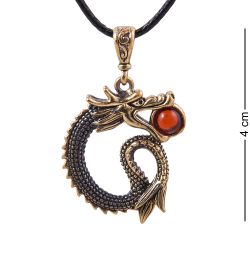 AM-3870 Подвеска «Дракон Мушу» (латунь, янтарь)