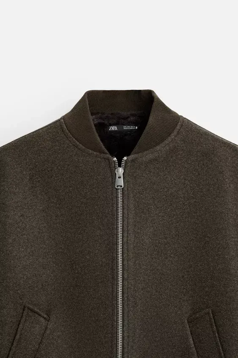 ZARA КОМБИНИРОВАННАЯ КУРТКА-БОМБЕР, СЕРО-КОРИЧНЕВЫЙ