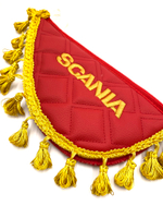 Вымпел тройной Scania (экокожа, красный с желтой вышивкой)
