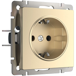 Розетка с заземлением и шторками (шампань)