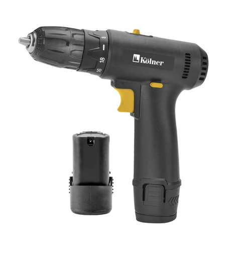 Дрель-шуруповерт аккумуляторная Kolner KCD 12В 0-350/1350об/мин 25Нм 2*2Ач 12/2L подсветка (черный)