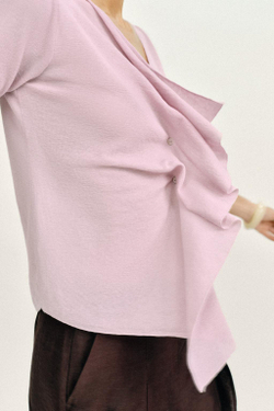 ZARA ТРИКОТАЖНЫЙ ТОП С ВОЛАНАМИ, ЦВЕТ РОЗОВОГО ДЕРЕВА