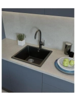RIVELATO Мойка BERKANA 45 1-чаш 485*455, монтаж: универсальный, материал: кварц, цвет: антрацит