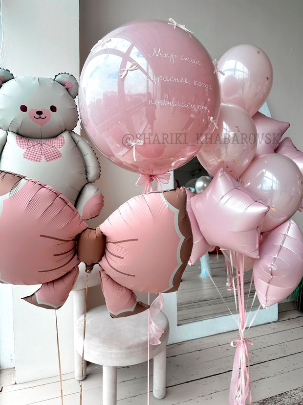 Воздушные шары на выписку для девочки №8094