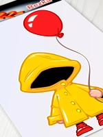 Наклейка - Ребенок с красным шариком