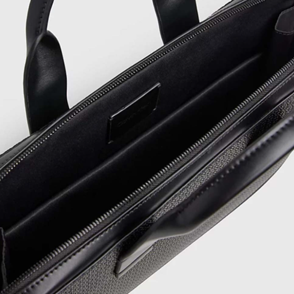 CALVIN KLEIN Artificial Leather Portable One Shoulder Crossbody Laptop Bag Men"s Black