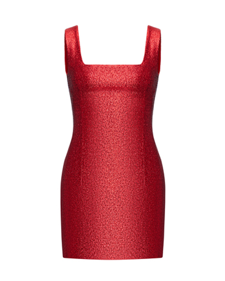 Платье мини из парчи