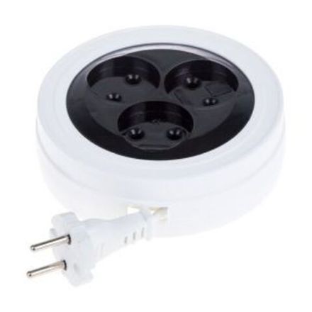 Удлинитель-рулетка STANDARD 3 гнезда, 5м, 2х0,75мм², б/з, белый PROconnect