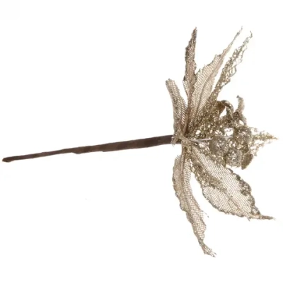 Украшение новогоднее «Пуансеттия-Волшебство» 16 см, Шампань