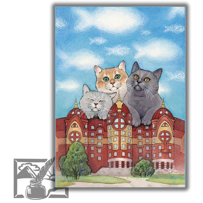 Открытка почтовая. Ганничева Дарья. Три богатыря