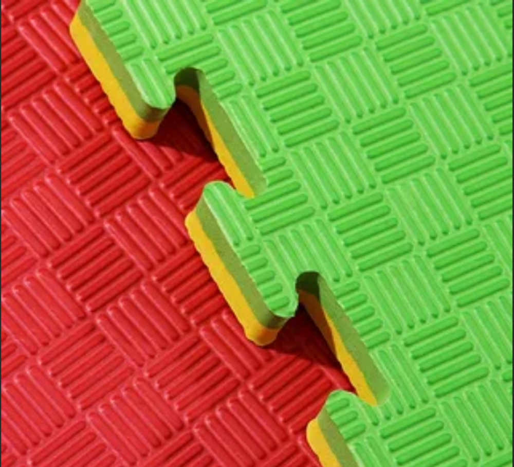 Будо-маты (татами) Экополимеры (1 плита 100х100х4см, 1кв.м./уп) "Зелено-желтый"