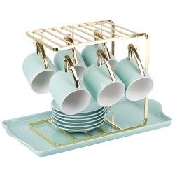 Чайный набор на металлической подставке с подносом 15пр. " . Mint" (6 персон) v=1300/240 мл