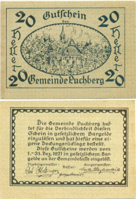 Австрия 20 геллеров 1920 Пухберг aUNC