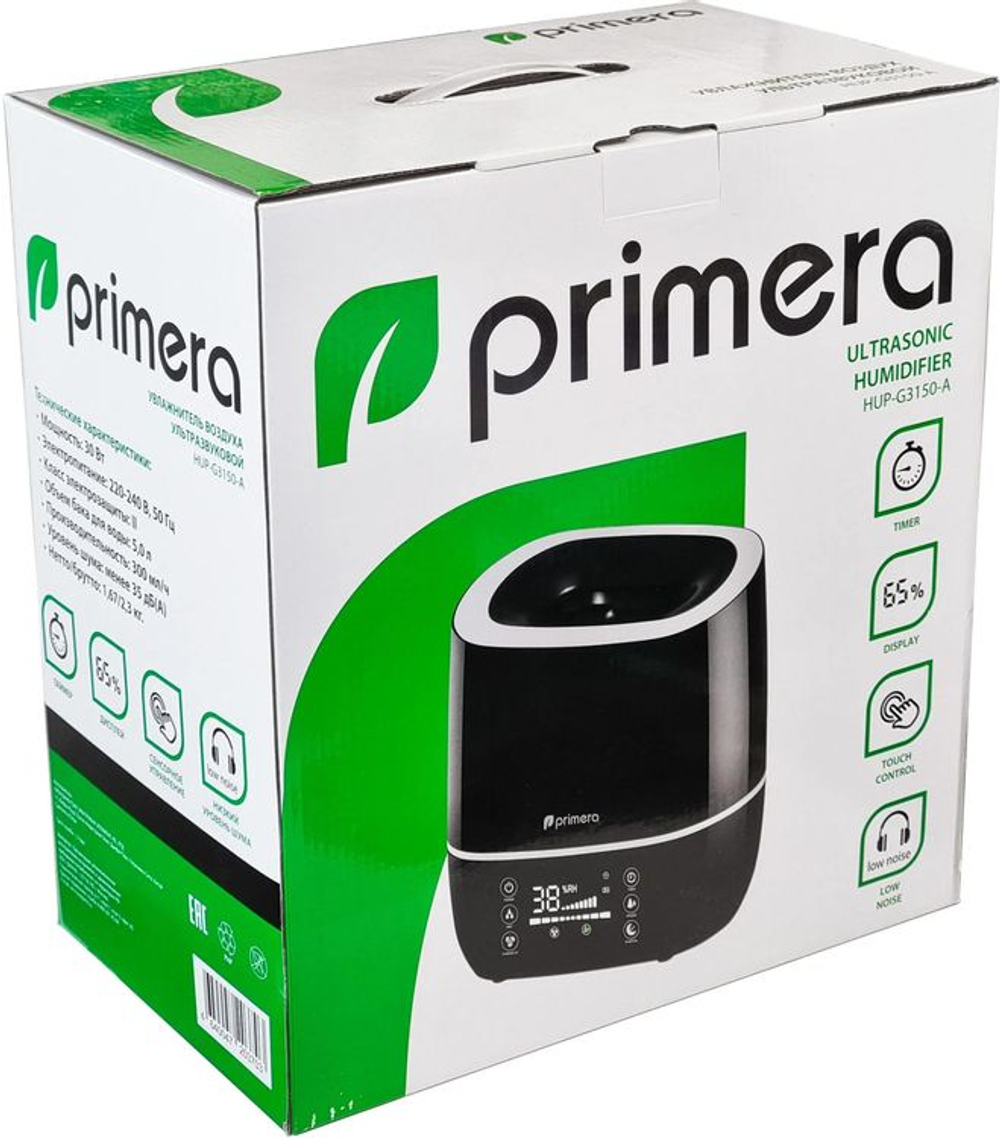 Увлажнитель воздуха ультразвуковой PRIMERA HUP-G3150-A,  5л,  черный