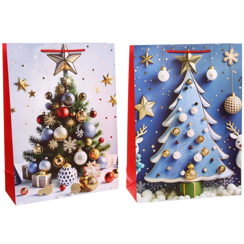 Пакет подарочный «Елочные игрушки» 41.5*32*12 см, микс