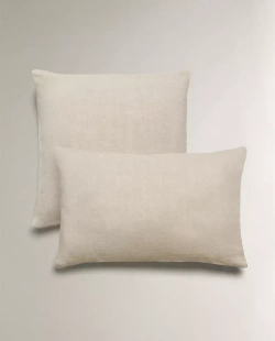 ZARA HOME ЛЬНЯНАЯ НАВОЛОЧКА ДЛЯ ДЕКОРАТИВНОЙ ПОДУШКИ, ЦВЕТ ЛЬДА