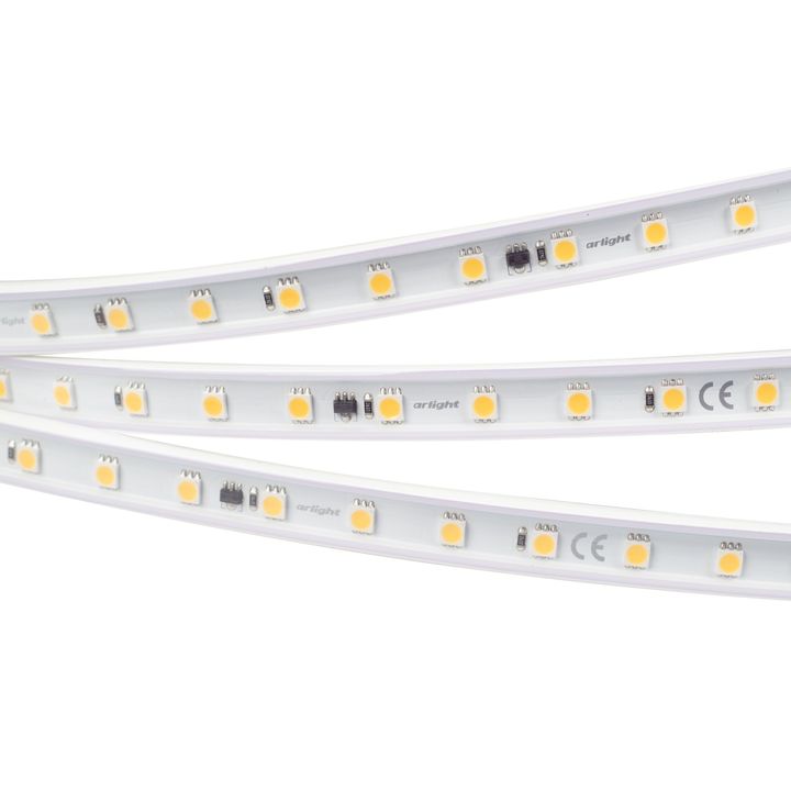 Светодиодная влагозащищенная лента Arlight 8W/m 54LED/m 5060SMD дневной белый 50M 027057(2)