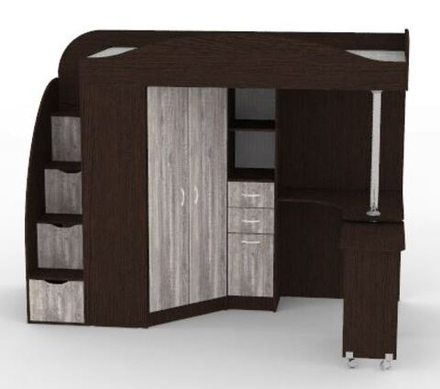 Кровать-чердак КарИВи Юниор 4 Венге Бетон