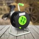 Удлинитель силовой на катушке Intro RP4200 20м без заземления 4 розетки ПВС 2х0.75мм, строительный садовый для газонокосилки и триммера