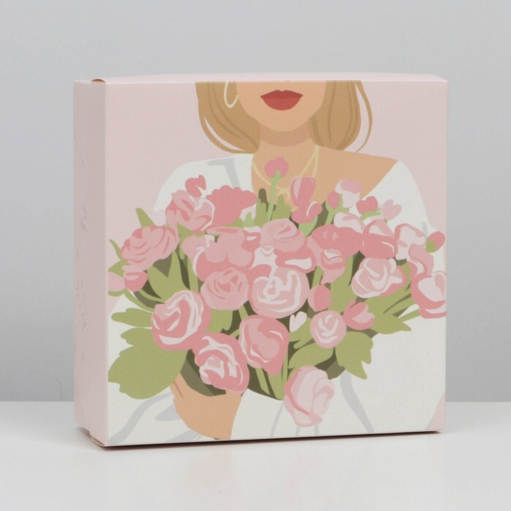 Коробка складная «Цветы», 17 х 17 х 7 см