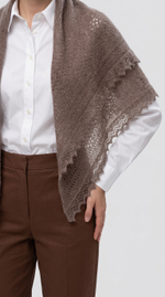 Оренбургский пуховый платок П3-130-03 серый