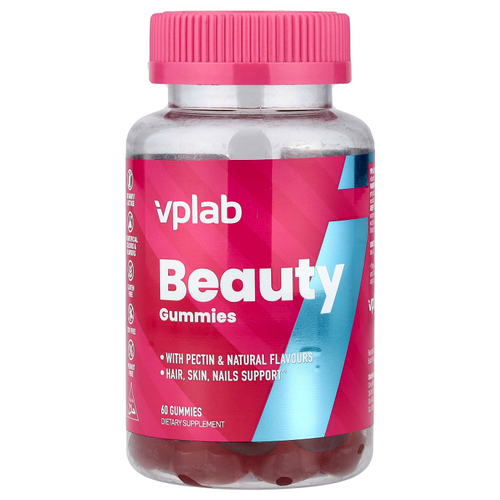 Vplab, Beauty Gummies, ягодное ассорти, 60 жевательных таблеток