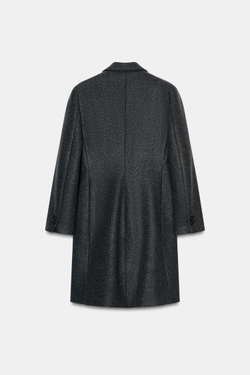 ZARA ПАЛЬТО С ПОДПЛЕЧНИКАМИ ИЗ МЯГКОЙ ТКАНИ, СЕРЫЙ МЕЛАНЖ