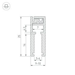Профиль KLUS-GLASS-56-2000 ANOD (Arlight, Алюминий) 019193