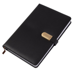 Ежедневник недатированный, А5, Yalong, 7БЦ, ПВХ, ляссе, клапан на магнитес отделкой золото, клетка, 140л., черный, "Шик"