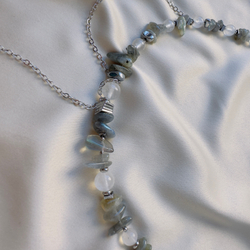 Колье «Лунная Комета» — лабрадорит, адуляр и гематит