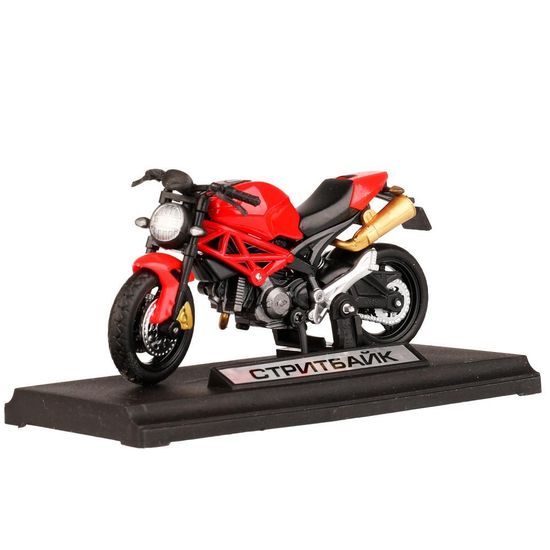 Модель металл СТРИТБАЙК 11см, руль поворач, подвеска, подножка, кор. Технопарк