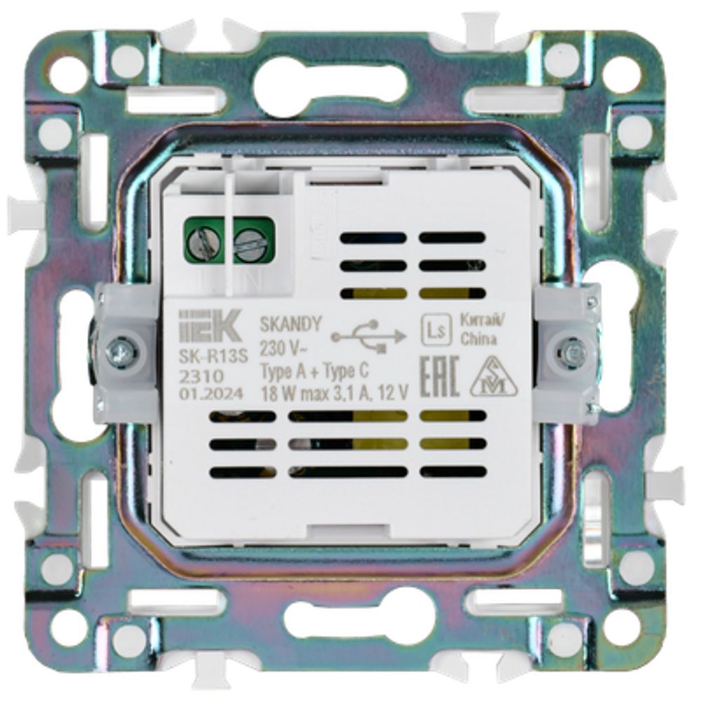 SKANDY Розетка USB A+C 18Вт SK-R13S серебряный IEK