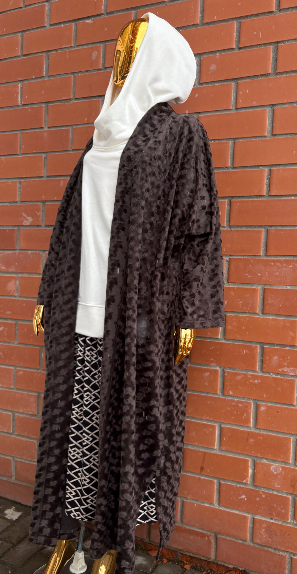 Кафтан -пальто с поясом без подкладки /дымка