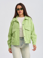 Джинсовая куртка женская фисташковая