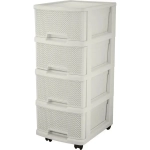 Комод Keeplex Ajur с ящиками на колесиках четырехсекционный компакт 37х73см белое облак