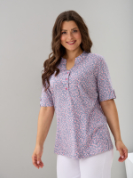 Блузка БЛ-122/серый-розовыемаргаритки