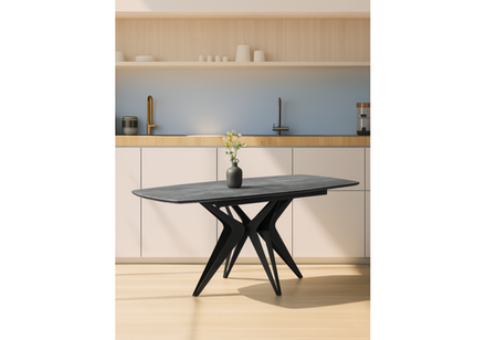 Керамический стол Woodville Риполь 160(205)х89 larka grey, черный