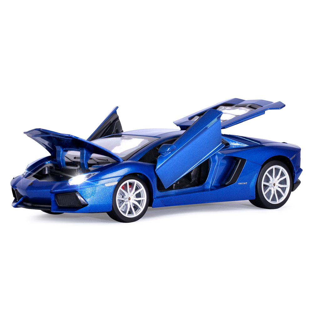 Модель 1:24 Lamborghini Aventador Coupé, синий, откр. двери и капот, свет, звук