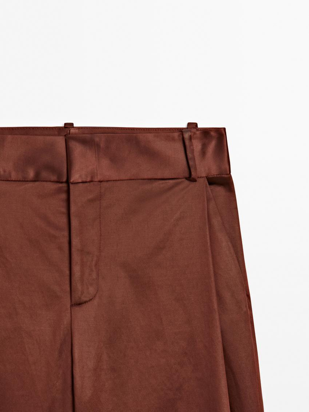 Massimo Dutti Блестящие брюки - Studio, рыжевато-коричневый