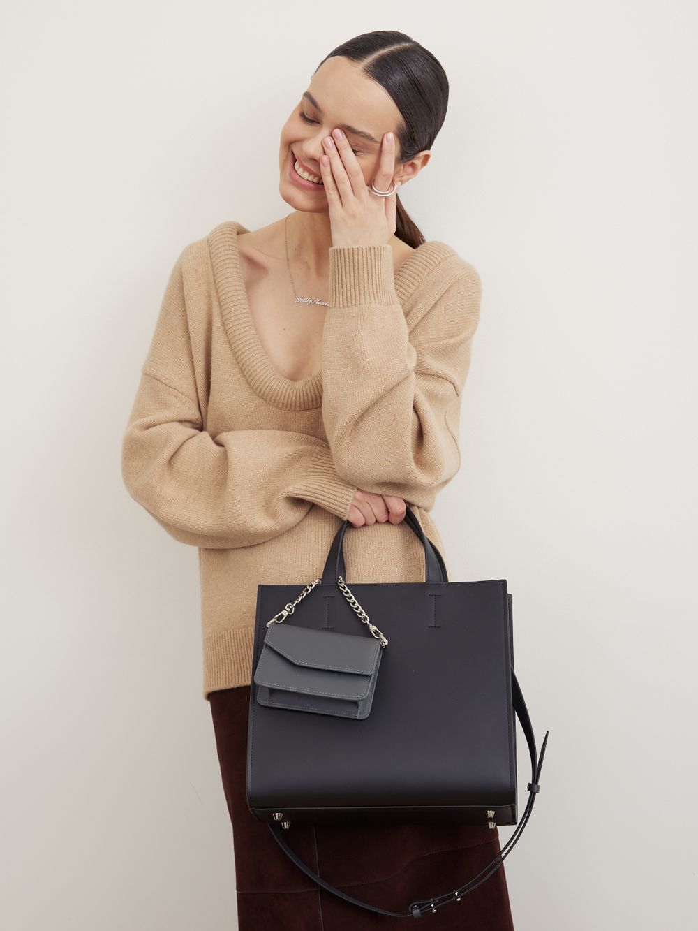 ШОППЕР КВАДРАТНЫЙ ЧЕРНЫЙ|ГРАФИТ|Т.КОРИЧНЕВЫЙ