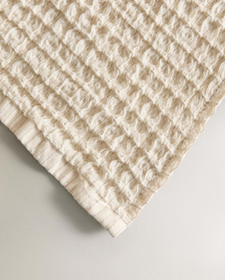 Zara Home - Полосатое вафельное банное полотенце, бежевый, 50х90 см
