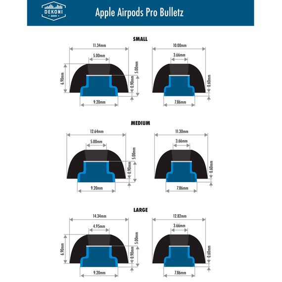 Dekoni Audio Bulletz for the Apple Airpods Pro Large 3 Pack
