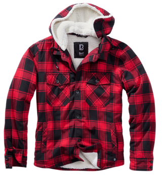 Brandit LUMBER JACKET HOODED red/black