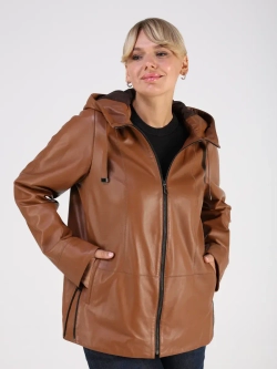 Кожаная куртка демисезонная с капюшоном