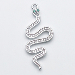 Подвеска Змея, цвет серебро (родий), фианиты, размер 34*14 мм, цена за 1 шт
