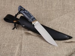 Нож для бушкрафта "Гектор", сталь VG-10/Elmax, рукоять микарта (синяя)