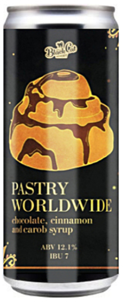 Пиво Блэк Кэт Пэйстри Ворлдвайд: Чоколайт, Синнамон Энд Кароб Сироп / Black Cat Pastry Worldwide: Chocolate, Cinnamon And Carob Syrup 0.33 - банка