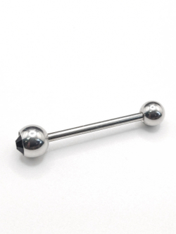 Штанга 18 мм для пирсинга языка, с кристалом 6 мм и шариком 5 мм из медицинской стали. 1шт.