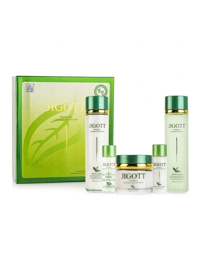 Набор уходовых средств для лица с зеленым чаем JIGOTT Well-Being Green Tea Skin Care
